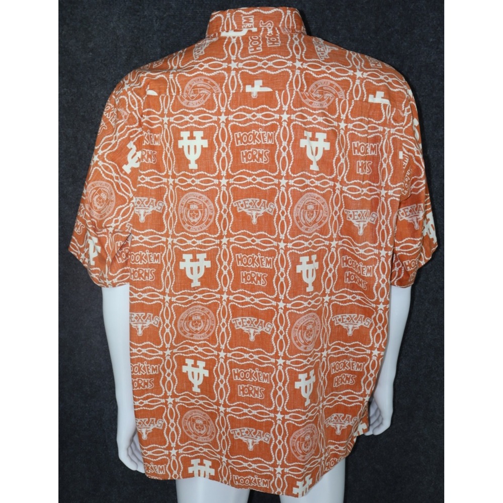 Reyn Spooner Shirt Men XL Orange Texas Longhorns UT Hook Em Horns Inside Out - Picture 3 of 4